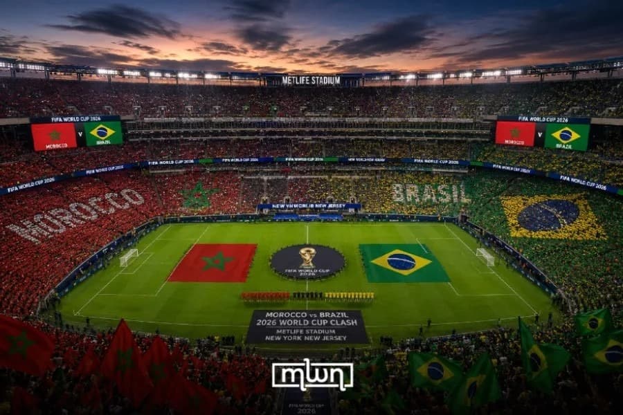 Illustration — Mondial 2026 : le Maroc entre en lice ce samedi face au Brésil au MetLife Stadium, les Lions de l'Atlas sans Aguerd ni Ezzalzouli
